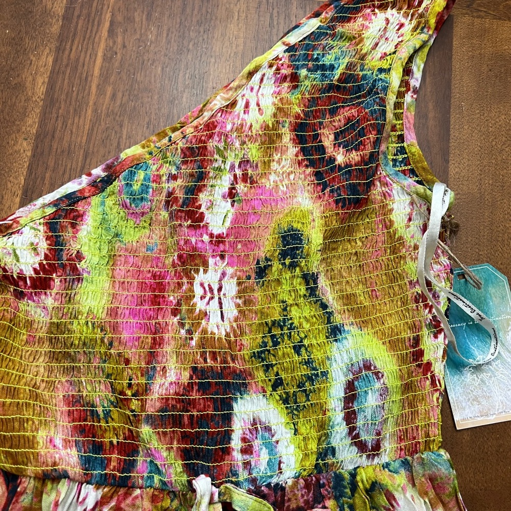 True Destinations Tie-dye One Shoulder Smocked Bodice Dress Size X-small NWT - Picture 2 of 9